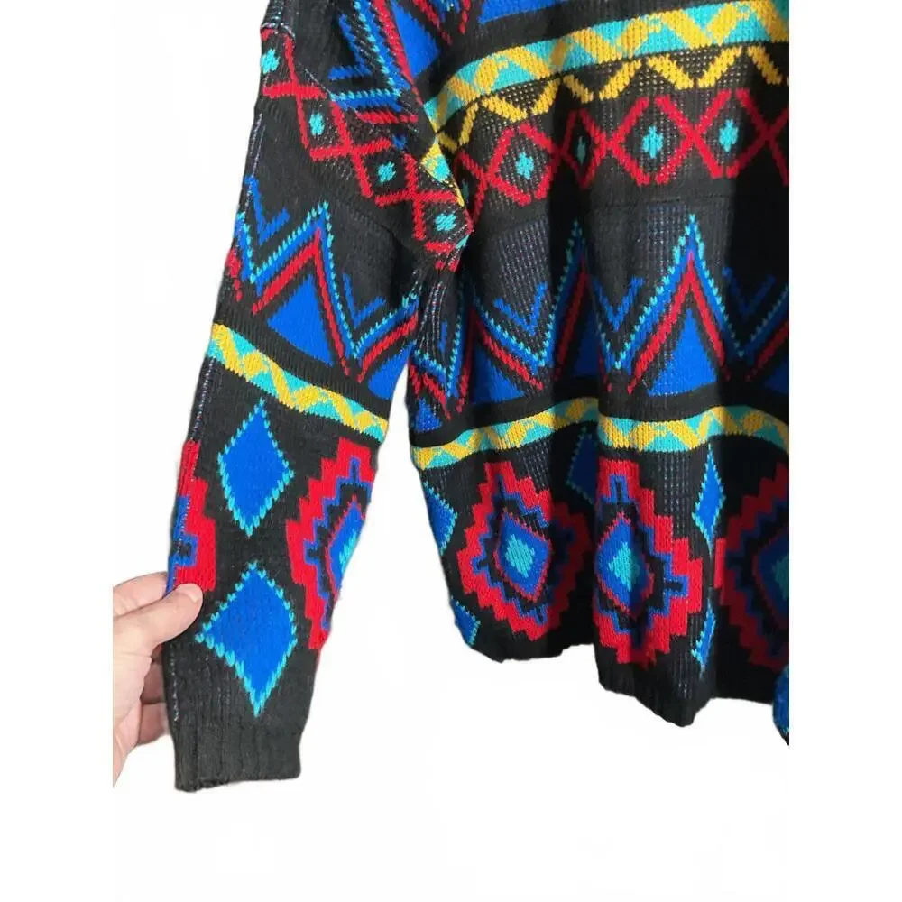 Vintage In Resource/Doris Skis Sweater with Bold Geometric Pattern Large